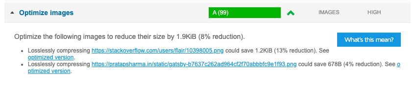 GT Metrix Image report